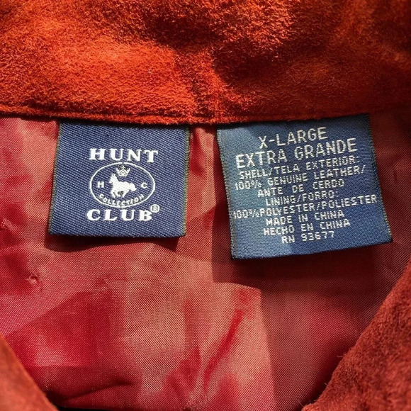 Vintage Hunt Club Women's XL Long Sleeve 100% Leather Suede Button Up Jacket Red - Picture 14 of 15